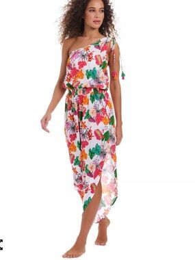 Bar III Bermuda Babe Printed One-Shoulder Jumpsuit, Medium NWOT